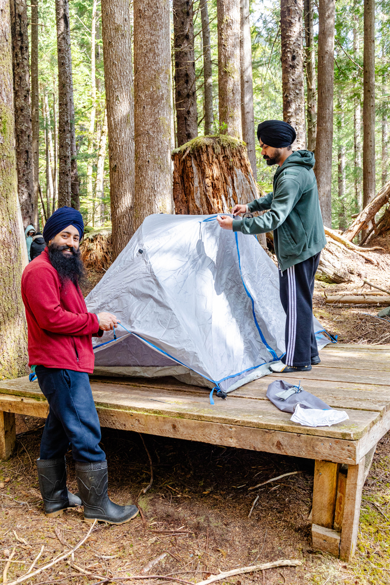 Getting the tents set up.