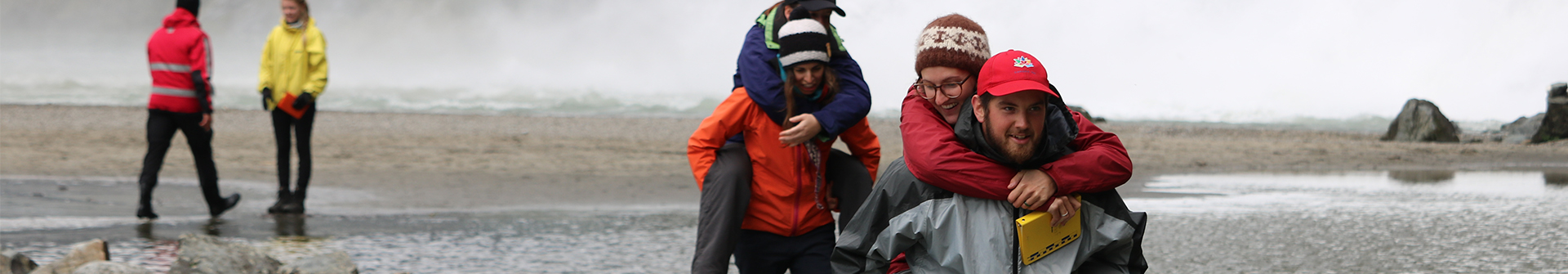 Decorative element - A photo of students engaged in experiential place-based learning on the coast