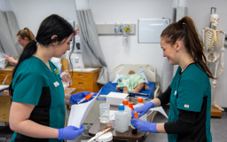 nursing students in the lab