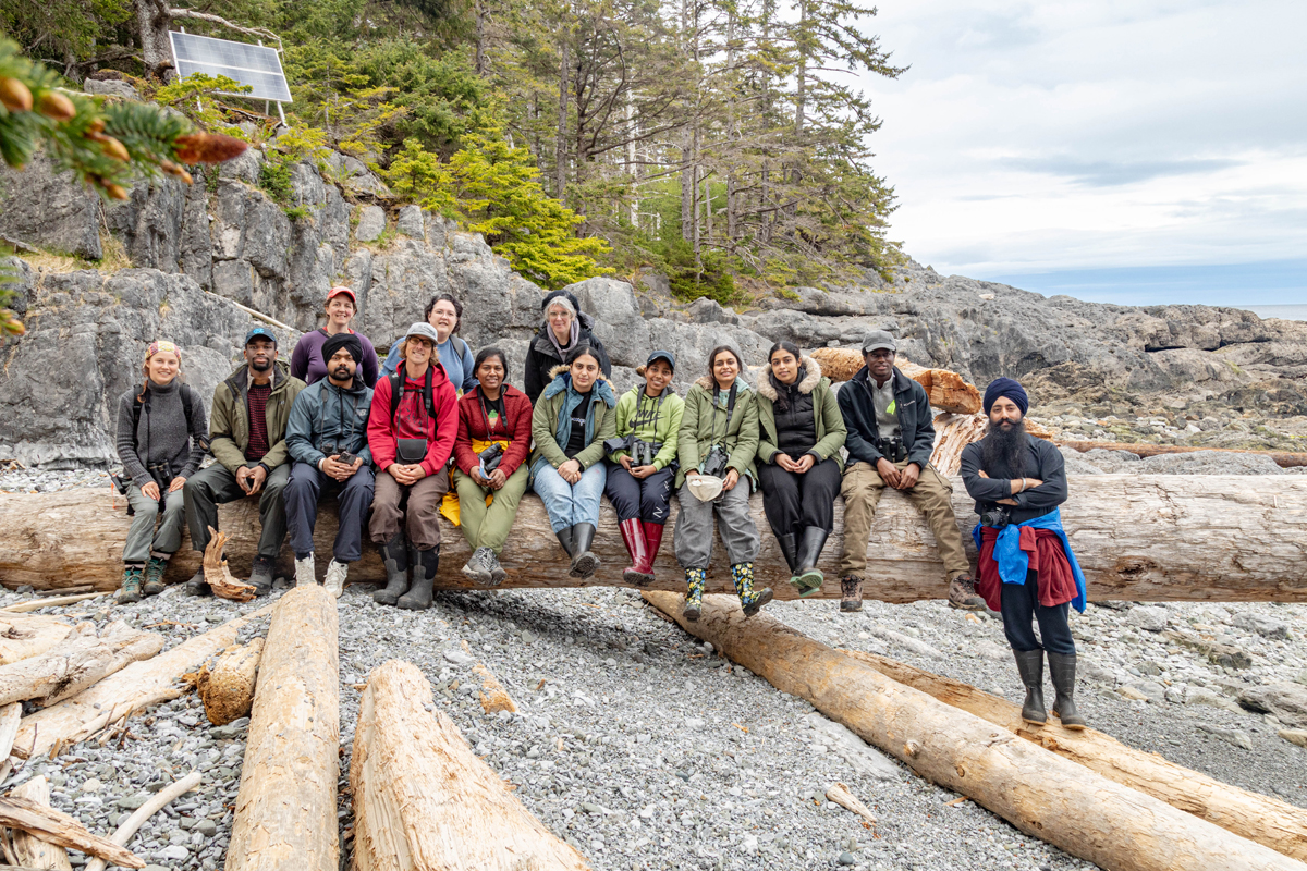 Students at the Laskeek Bay Conservation Society station on East Limestone Island.