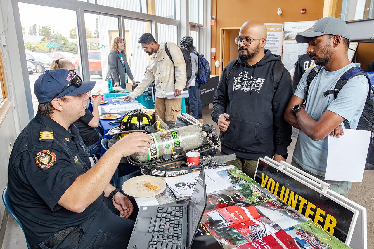 Students Chat with the Representative from Smithers Fire Rescue