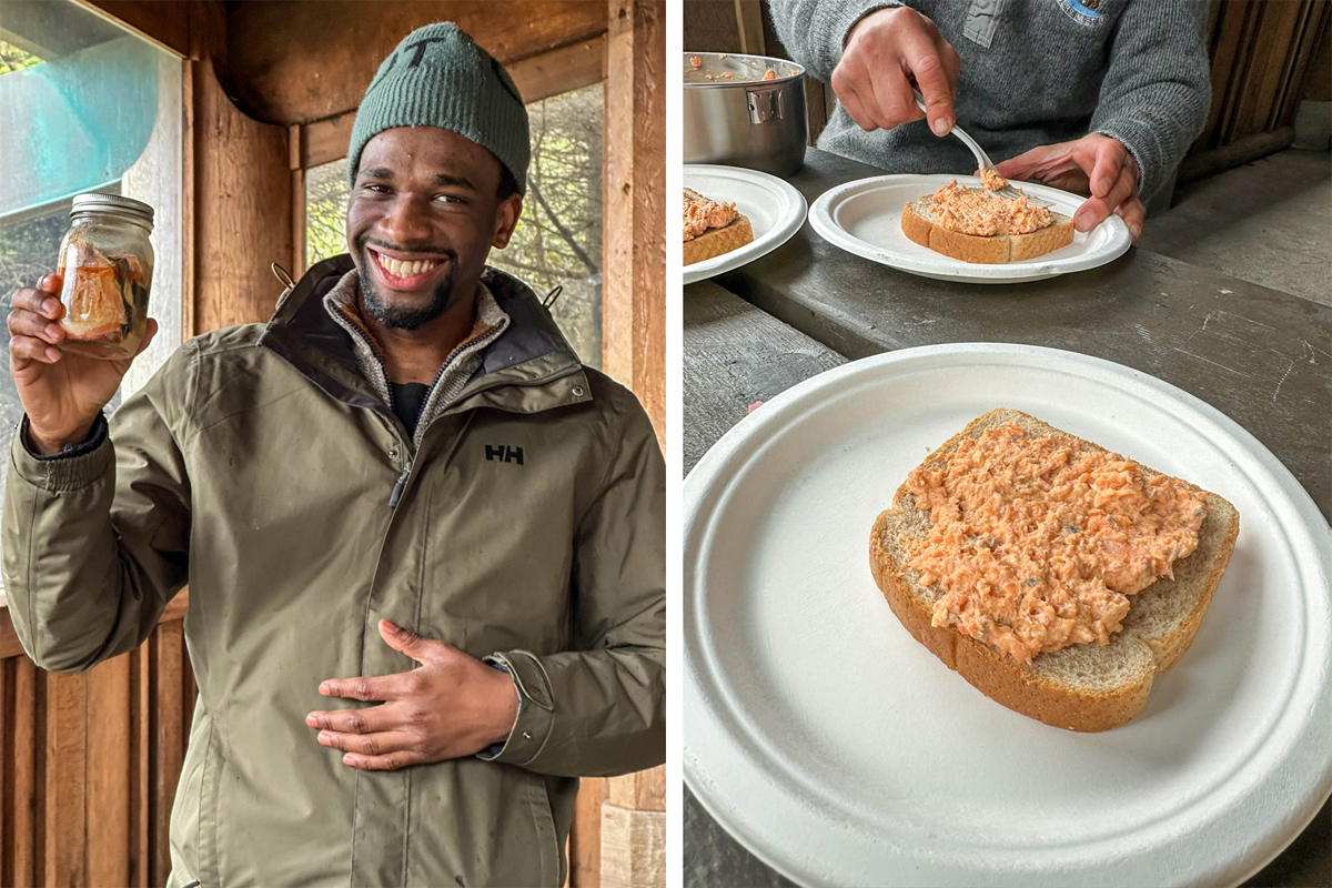 Students enjoyed trying salmon sandwiches made with canned salmon gifted by Haida Style.