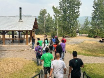 The students explore the campground they will be spending their field school in.